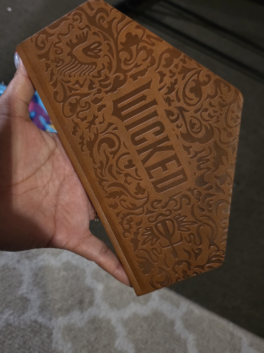 Wicked Embossed Leatherette Notebook in Warm Brown